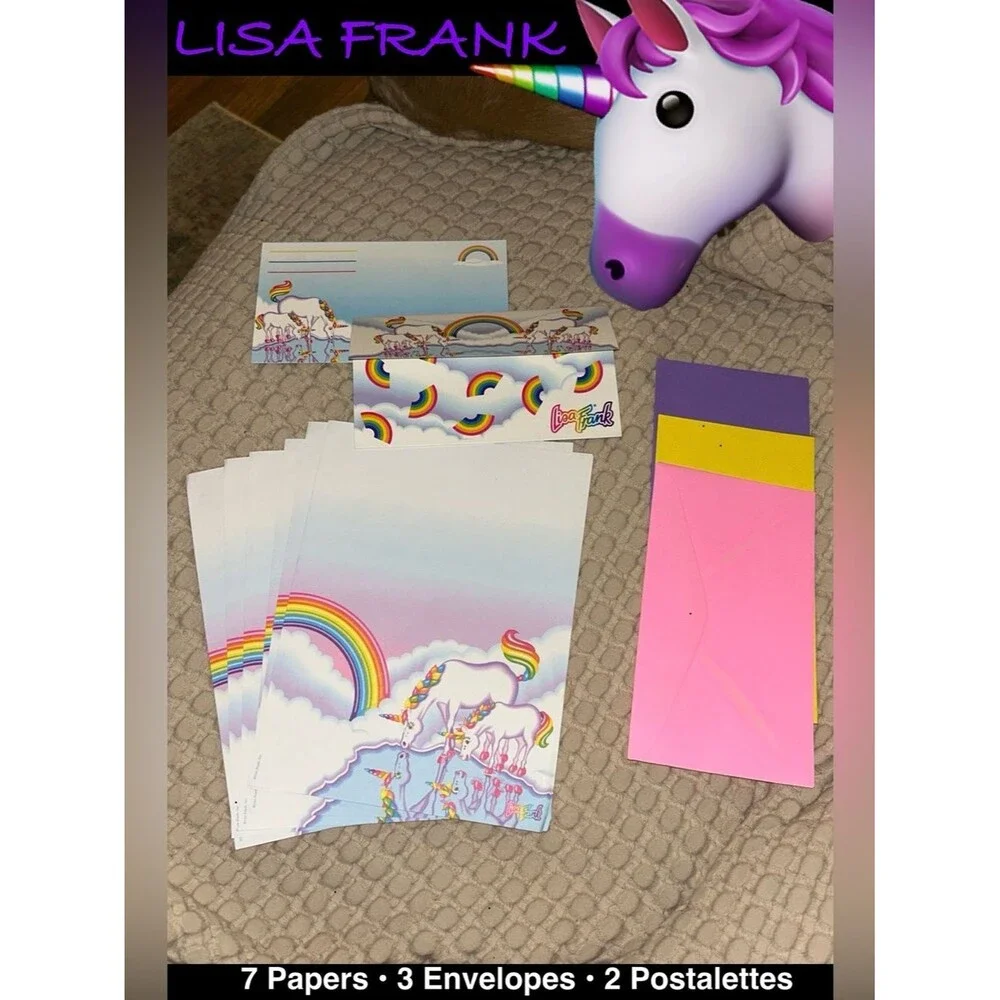 Lisa Frank Unicorn Rainbow Stationery Set - Postalette Collectible EUC